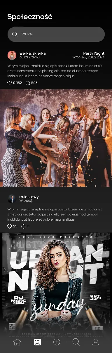 Ekran społeczności z postami