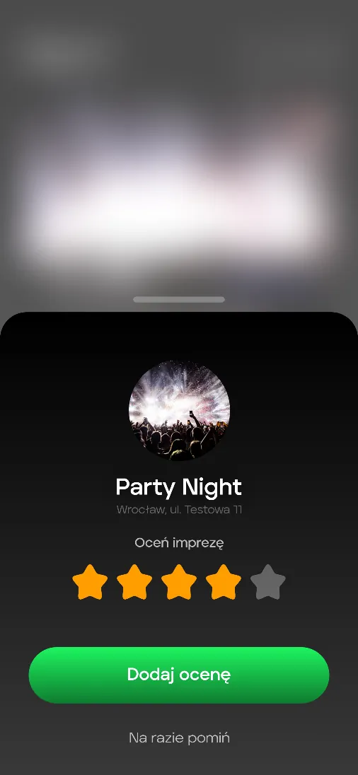 Okno oceny imprezy